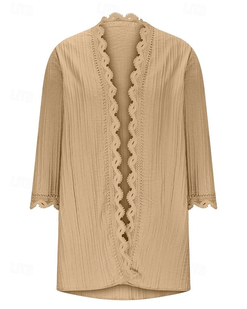 Women's Sweater Cardigan Streetwear Casual Solid Color V Neck Knitted 3/4 Length Sleeve Regular Tops Knit Holiday Going out Weekend Wine Red Black Spring Fall