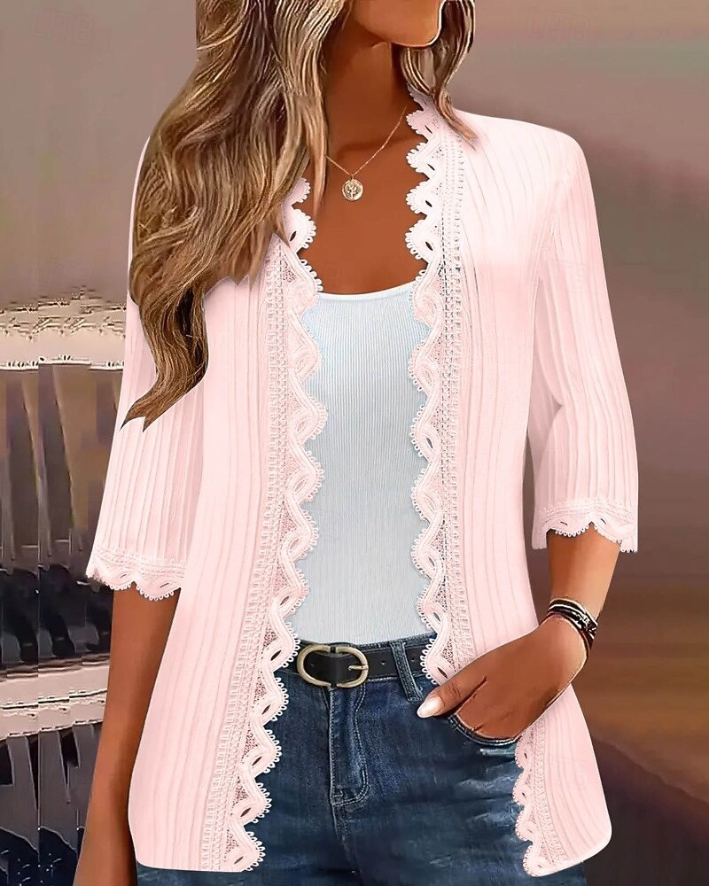 Women's Sweater Cardigan Streetwear Casual Solid Color V Neck Knitted 3/4 Length Sleeve Regular Tops Knit Holiday Going out Weekend Wine Red Black Spring Fall