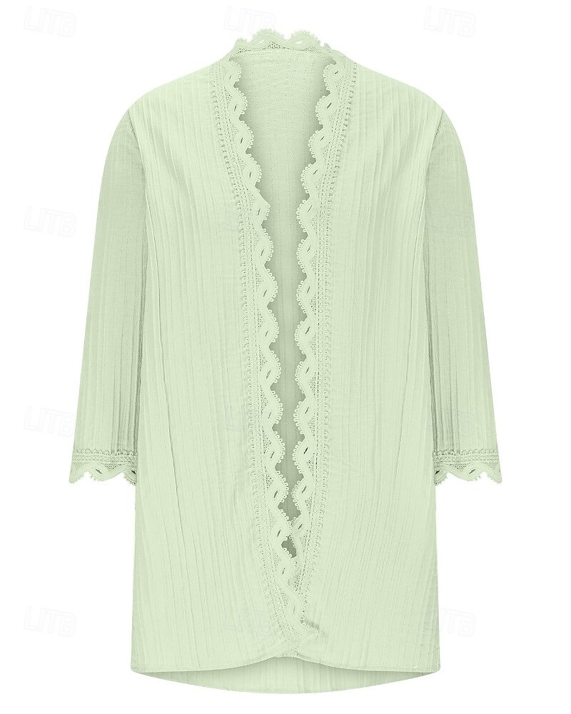 Women's Sweater Cardigan Streetwear Casual Solid Color V Neck Knitted 3/4 Length Sleeve Regular Tops Knit Holiday Going out Weekend Wine Red Black Spring Fall