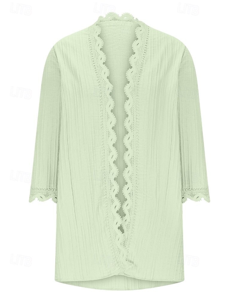 Women's Sweater Cardigan Streetwear Casual Solid Color V Neck Knitted 3/4 Length Sleeve Regular Tops Knit Holiday Going out Weekend Wine Red Black Spring Fall