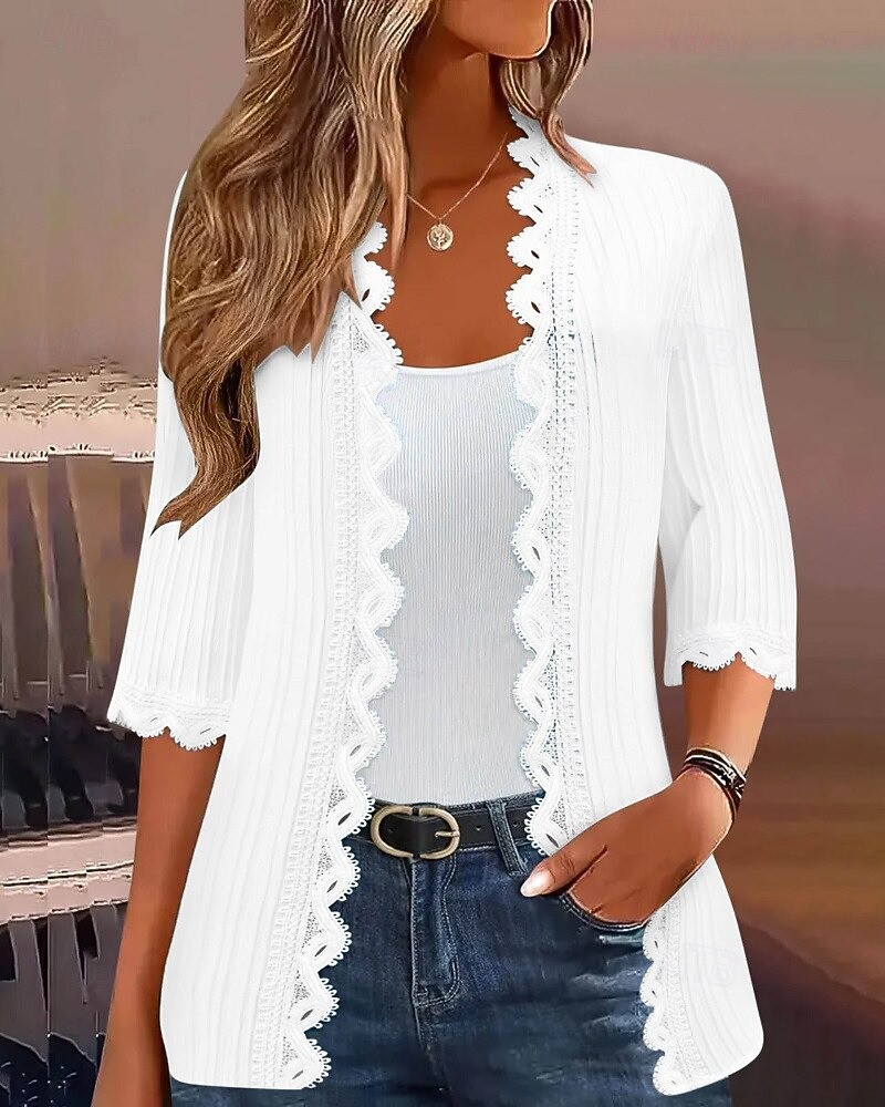 Women's Sweater Cardigan Streetwear Casual Solid Color V Neck Knitted 3/4 Length Sleeve Regular Tops Knit Holiday Going out Weekend Wine Red Black Spring Fall