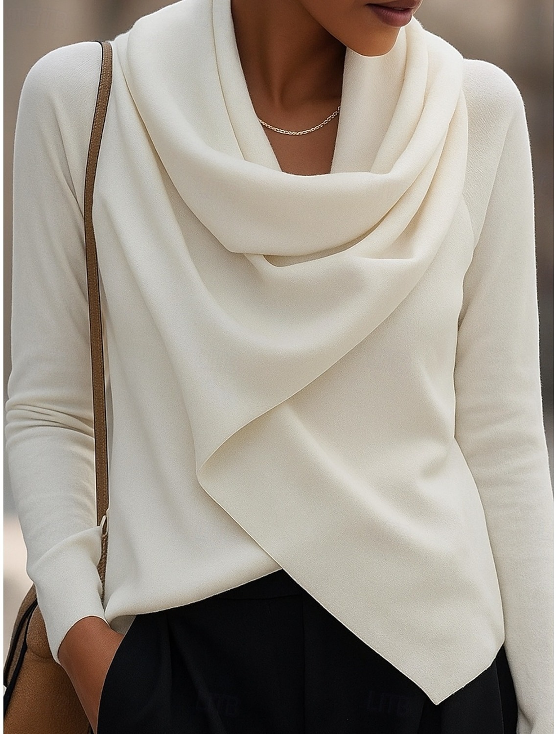 Women's Blouse Solid Color Elegant Stylish Basic Long Sleeve Cowl Neck