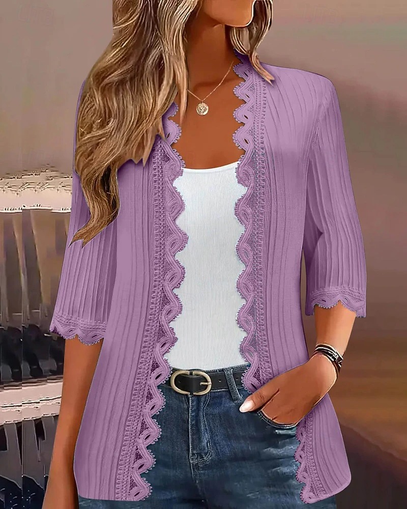 Women's Sweater Cardigan Streetwear Casual Solid Color V Neck Knitted 3/4 Length Sleeve Regular Tops Knit Holiday Going out Weekend Wine Red Black Spring Fall