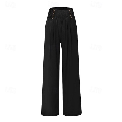 Women's Wide Leg Dress Pants Chinos Vacation Streetwear Casual Full Length Medium Waist Plain