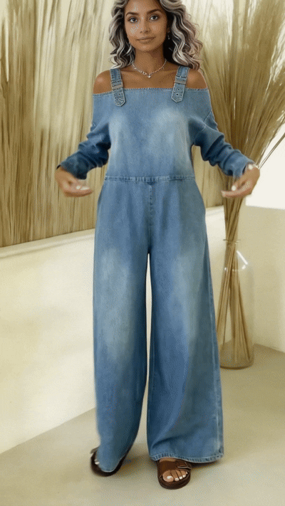 Women's Off-the-shoulder Denim Jumpsuit
