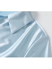 Women's Shirt Blouse Satin Plain Modern Casual Long Sleeve Shirt Collar Regular Elegant Tops Drape Neckline Daily Going out Ruched Loose Fit Black Wine Navy Blue Blue Khaki Fall