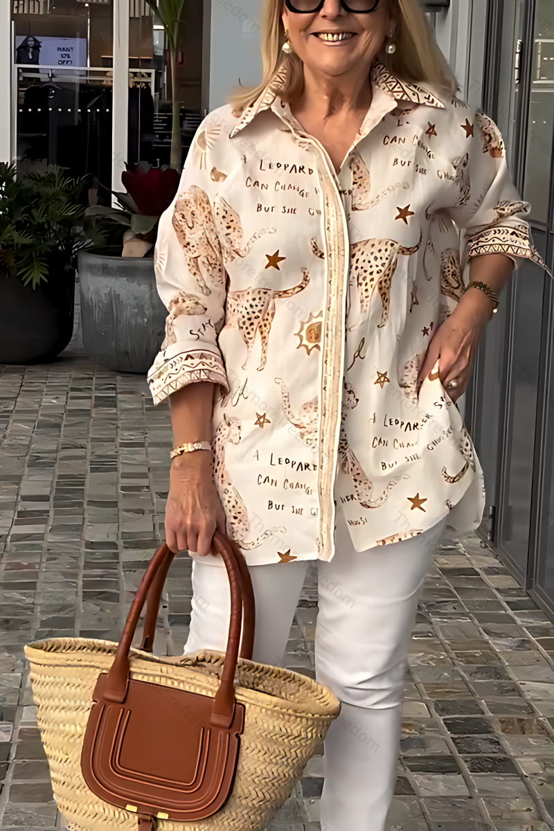 Women's casual loose-fitting printed two-piece set