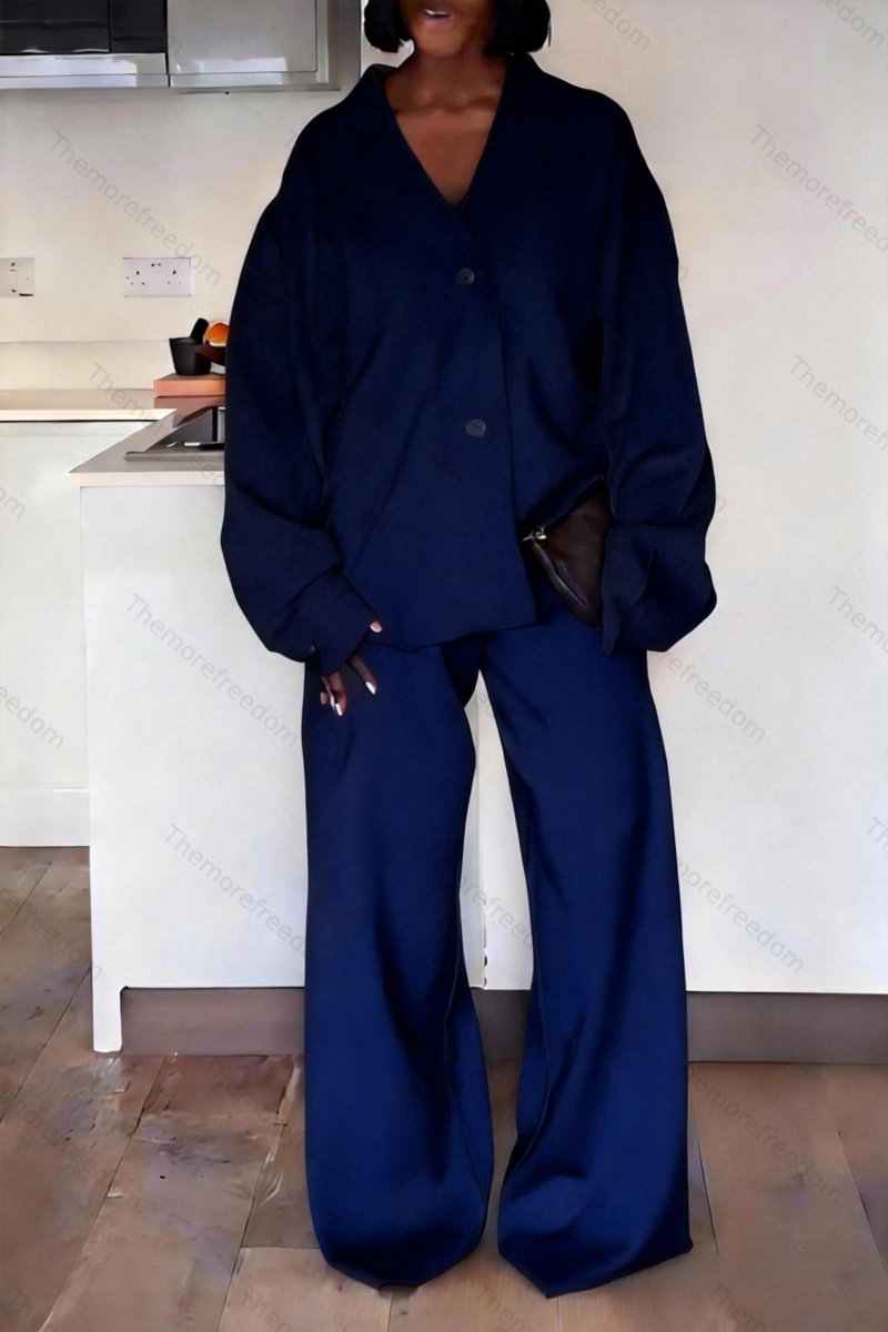 Women's cardigan jacket wide-leg pants and casual suit set