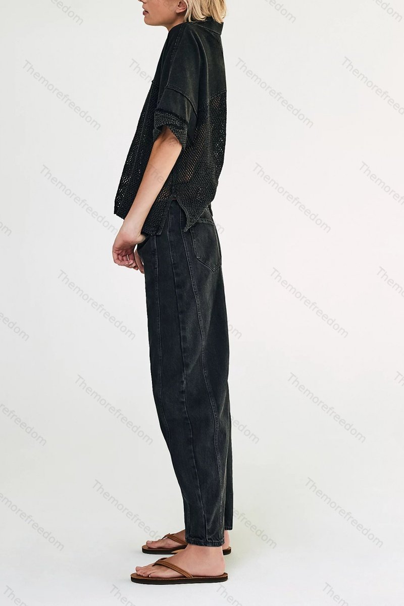 Retro banana-shaped harem jeans for women loose-fitting slimming casual dad-style carrot-leg trousers