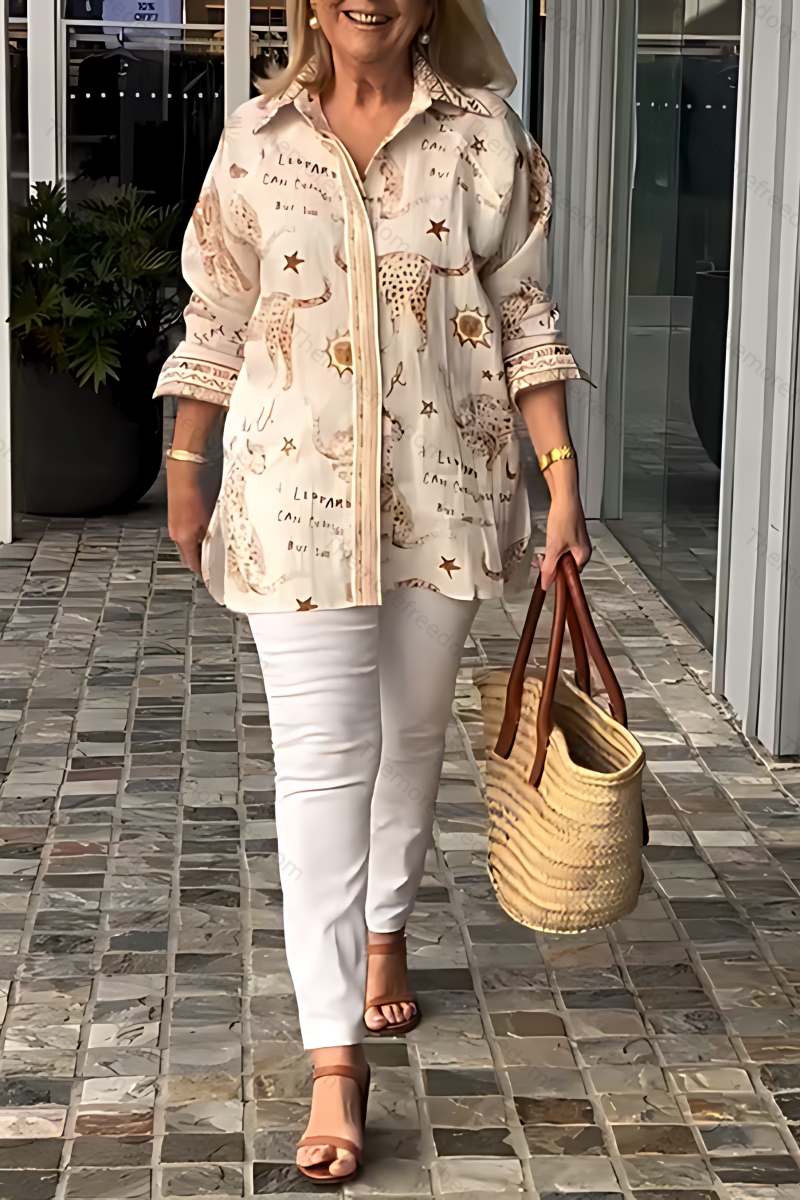 Women's casual loose-fitting printed two-piece set