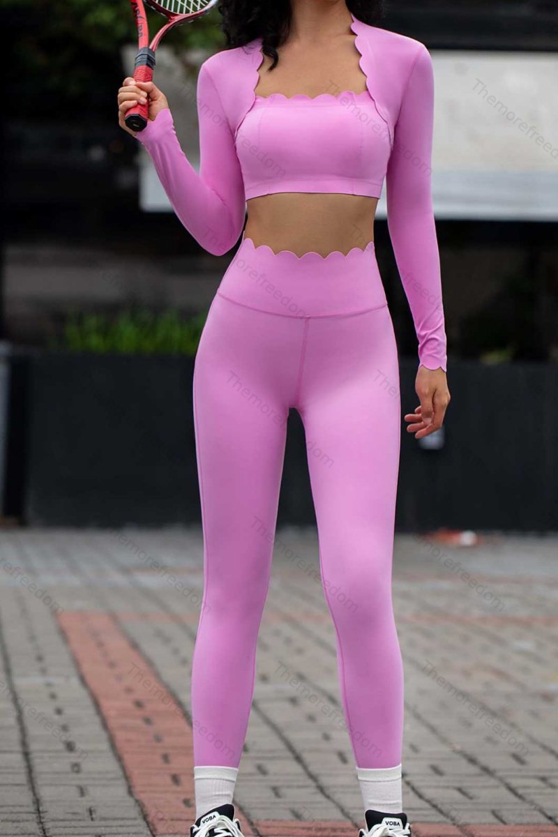 Women's square-neck slim-fit high-stretch quick-drying yoga and fitness long-sleeved workout set