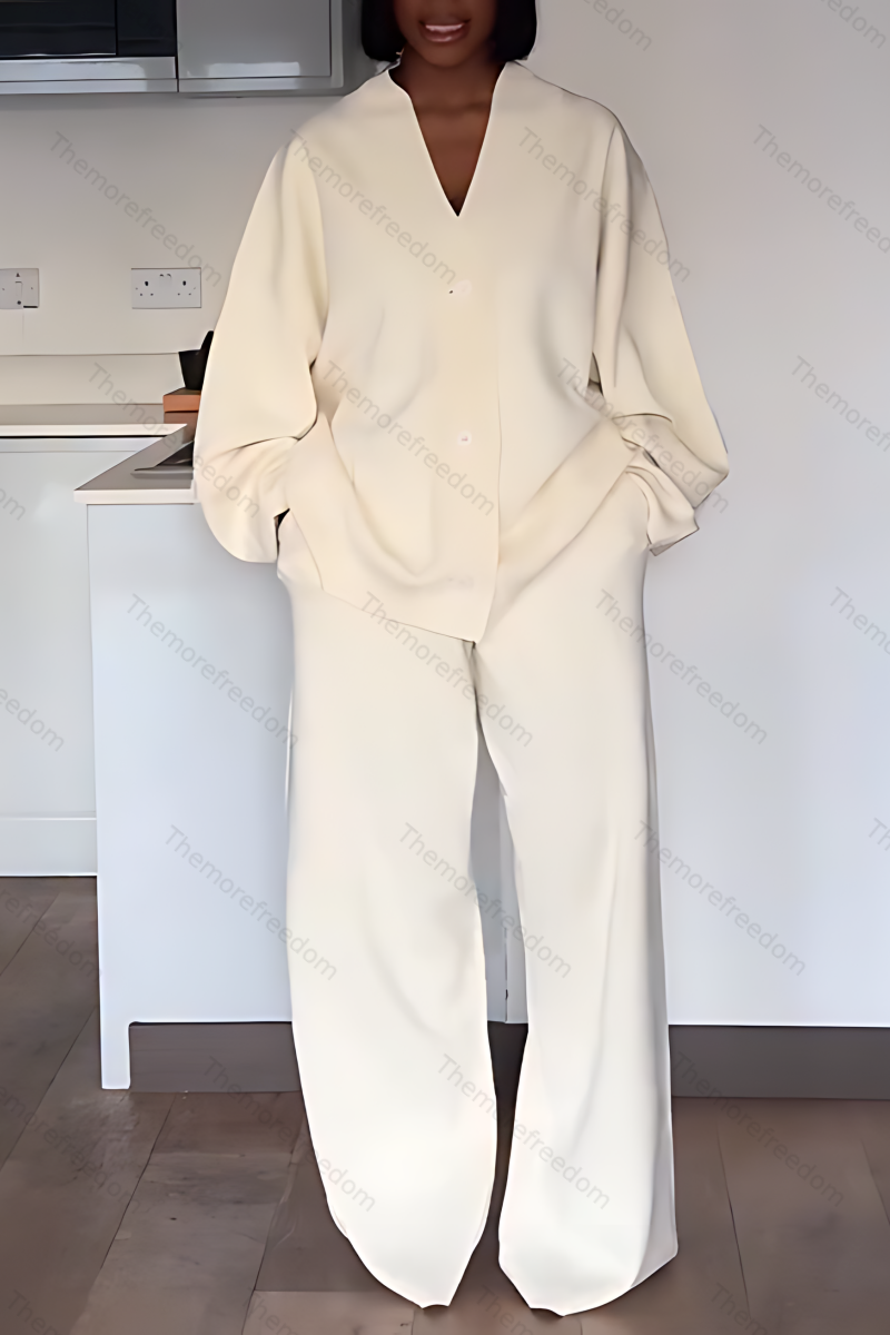 Women's cardigan jacket wide-leg pants and casual suit set