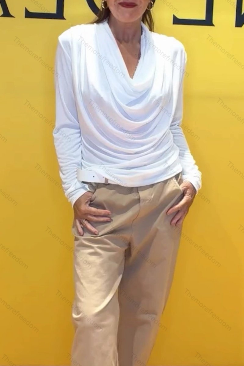 Women's simple and casual cowl neck solid color top