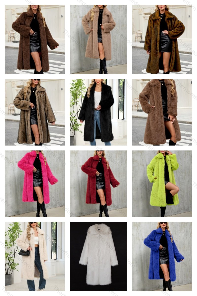 Women's long warm faux fur coat imitation fox fur coat