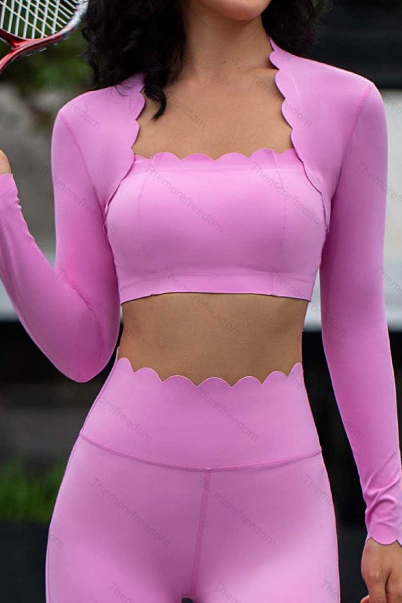 Women's square-neck slim-fit high-stretch quick-drying yoga and fitness long-sleeved workout set