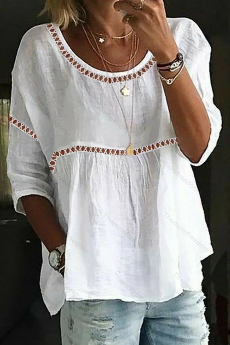 Women's casual simple loose-fitting  patchwork top