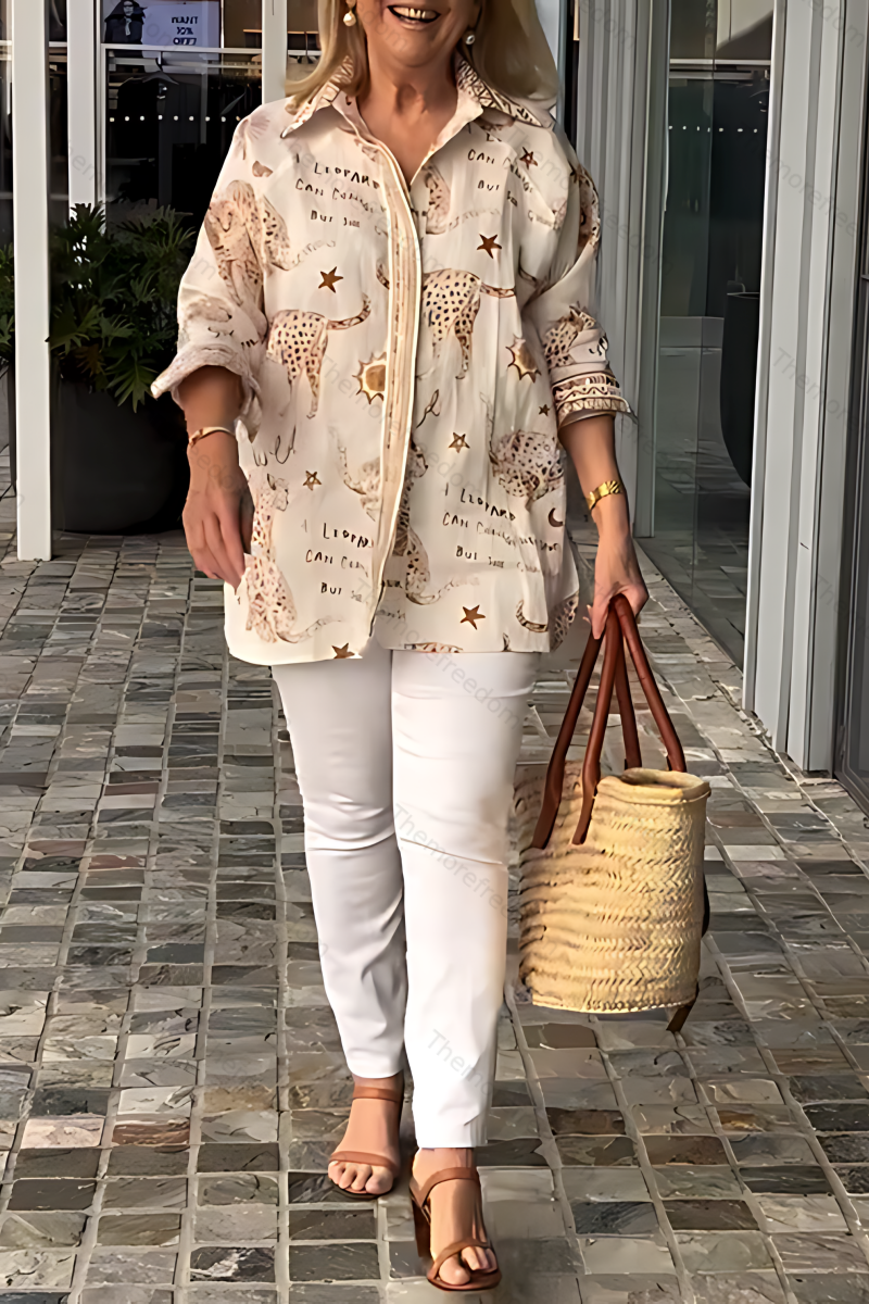 Women's casual loose-fitting printed two-piece set