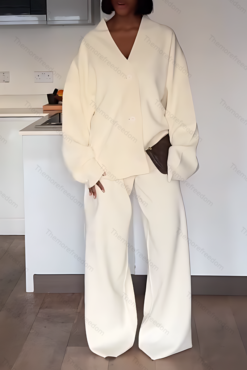 Women's cardigan jacket wide-leg pants and casual suit set