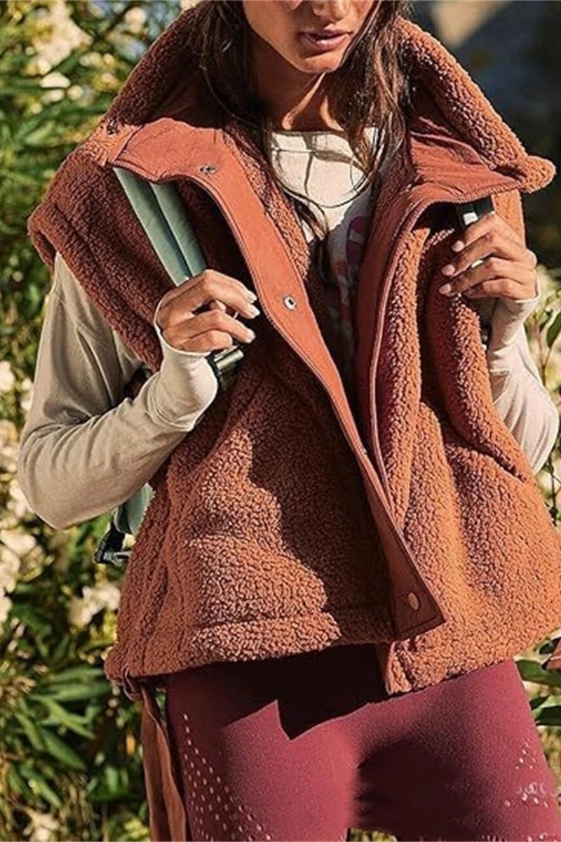 Women's versatile simple and casual fleece vest