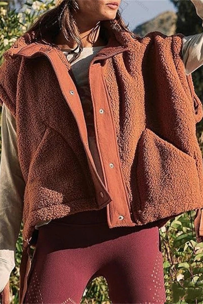 Women's versatile simple and casual fleece vest