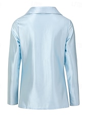 Women's Shirt Blouse Satin Plain Modern Casual Long Sleeve Shirt Collar Regular Elegant Tops Drape Neckline Daily Going out Ruched Loose Fit Black Wine Navy Blue Blue Khaki Fall