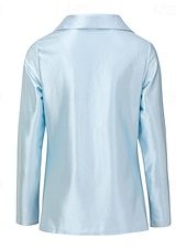 Women's Shirt Blouse Satin Plain Modern Casual Long Sleeve Shirt Collar Regular Elegant Tops Drape Neckline Daily Going out Ruched Loose Fit Black Wine Navy Blue Blue Khaki Fall