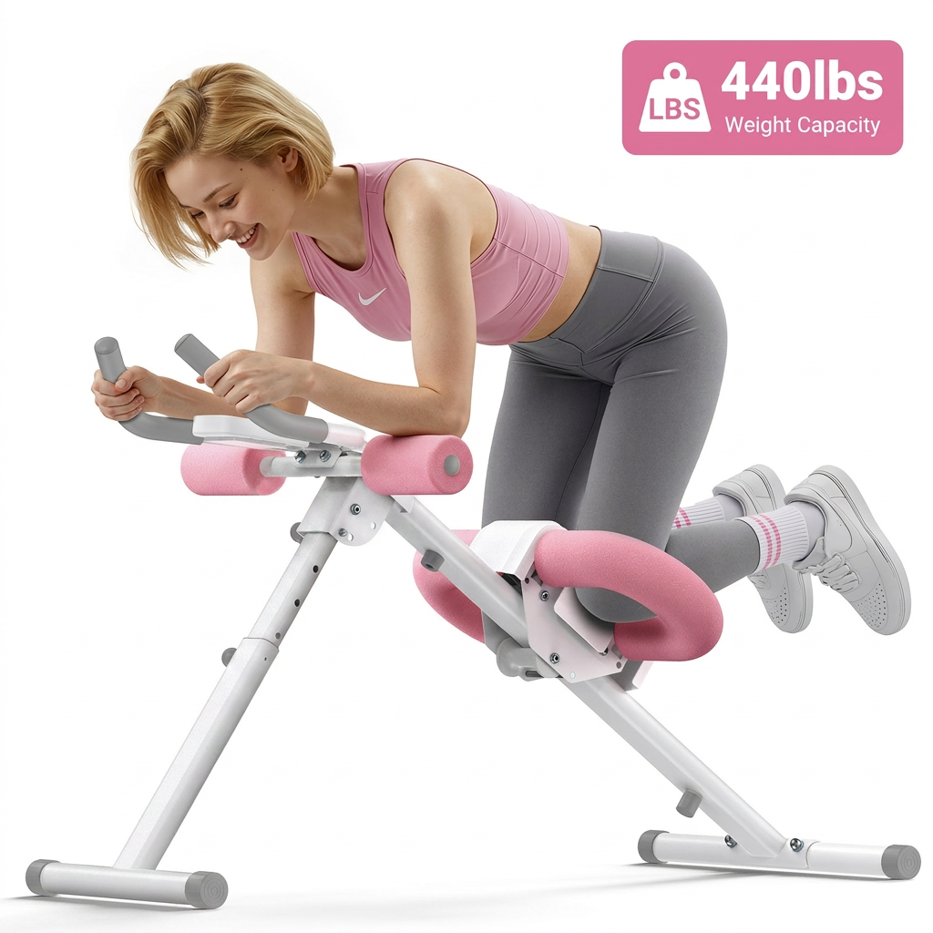 MERACH 440lbs Adjustable Ab Machine Abdominal Trainers for Full Body Workout, Foldable with Knee Protection
