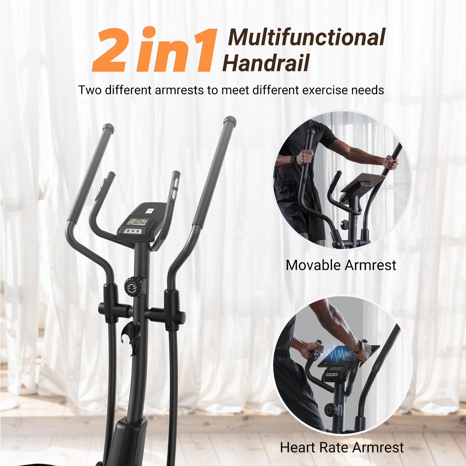 MERACH Home Elliptical Trainer - Whisper-Quiet Magnetic Resistance, 16 Customizable Intensity Levels, Sync with MERACH Fitness App