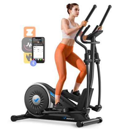 MERACH Home Elliptical Trainer - Whisper-Quiet Magnetic Resistance, 16 Customizable Intensity Levels, Sync with MERACH Fitness App