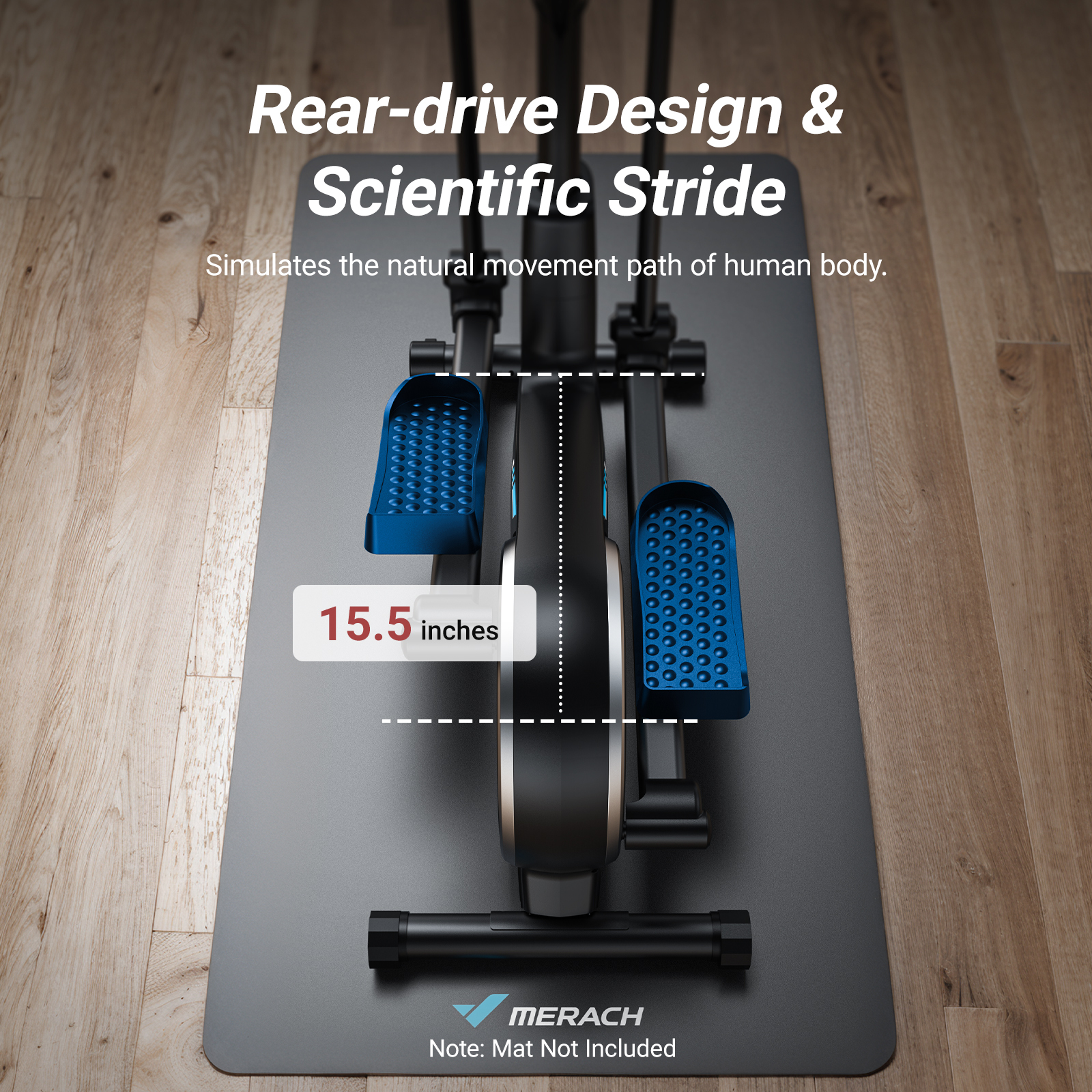 MERACH Home Elliptical Machine - Quiet Magnetic Drive, 16 Resistance Levels, 15.5" Stride, 350 lbs Capacity, Fitness App Compatible, Cardio Workout Equipment Elliptical Trainer