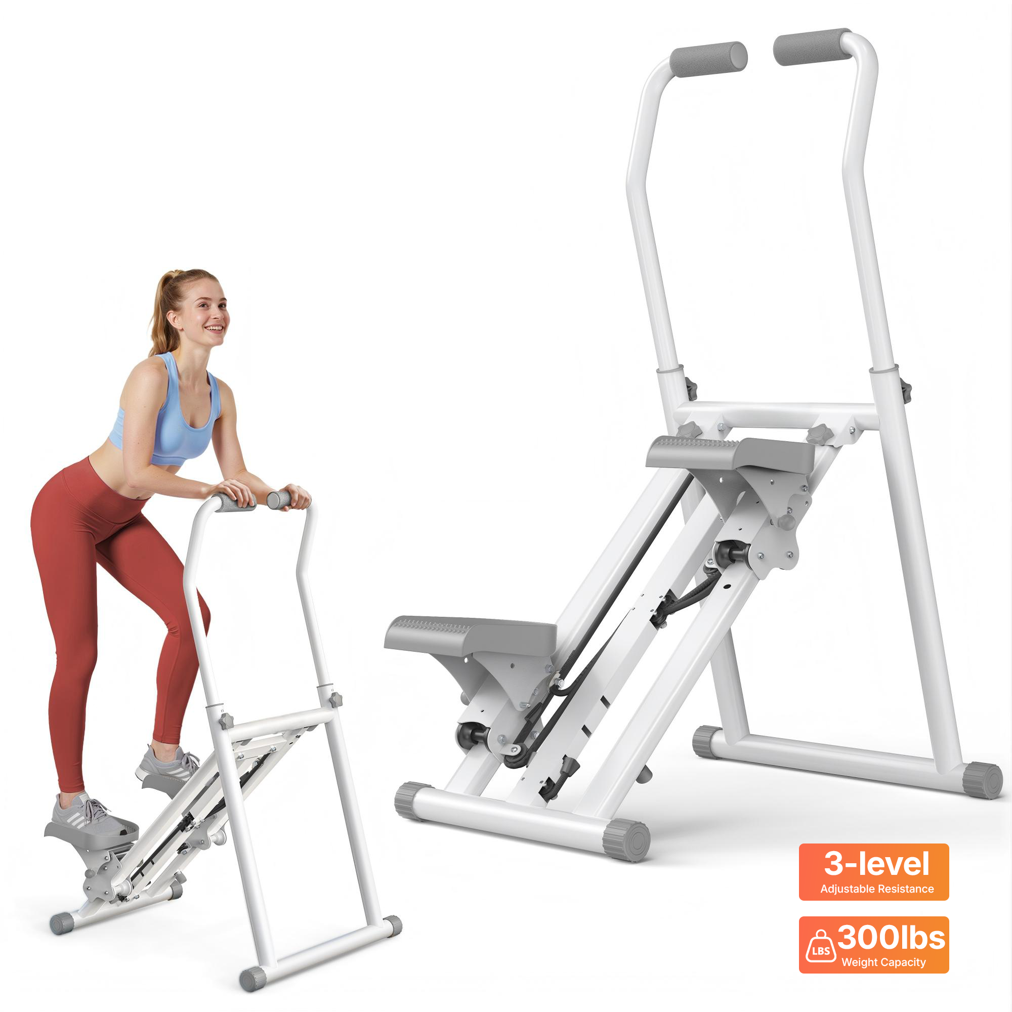 MERACH Stair Stepper Exercise Machine, 3 Levels Resistance Adjustable Climber, Compact Foldable Full-Body Workout Stepper Home Cardio Exercise Equipment