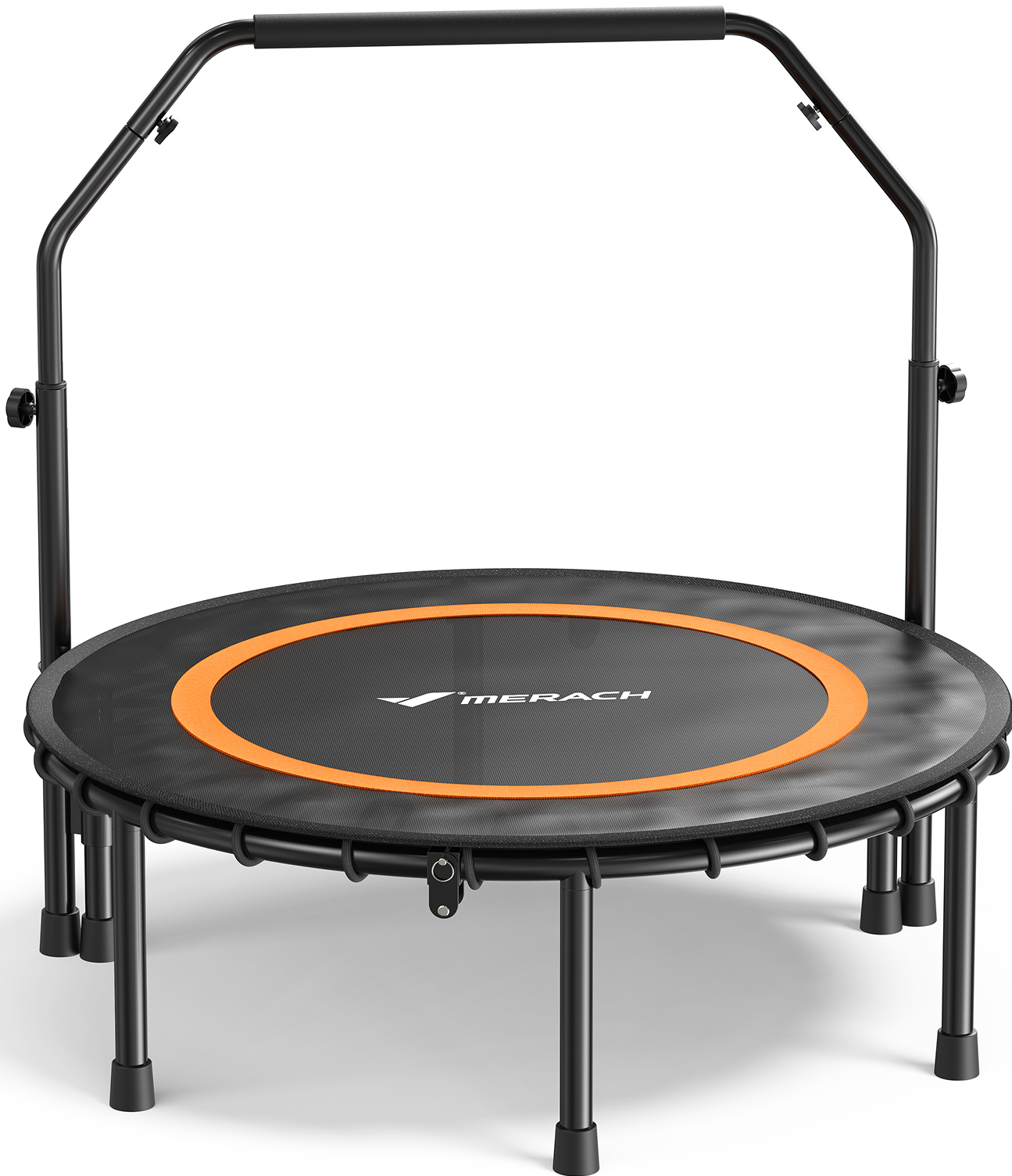 MERACH 40" Fitness Trampoline with Bar, Foldable Mini Trampoline with Bungees, 330 lbs Capacity