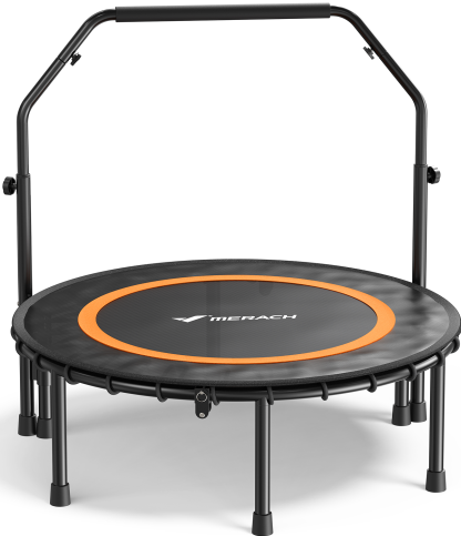 MERACH 40" Fitness Trampoline with Bar, Foldable Mini Trampoline with Bungees, 330 lbs Capacity