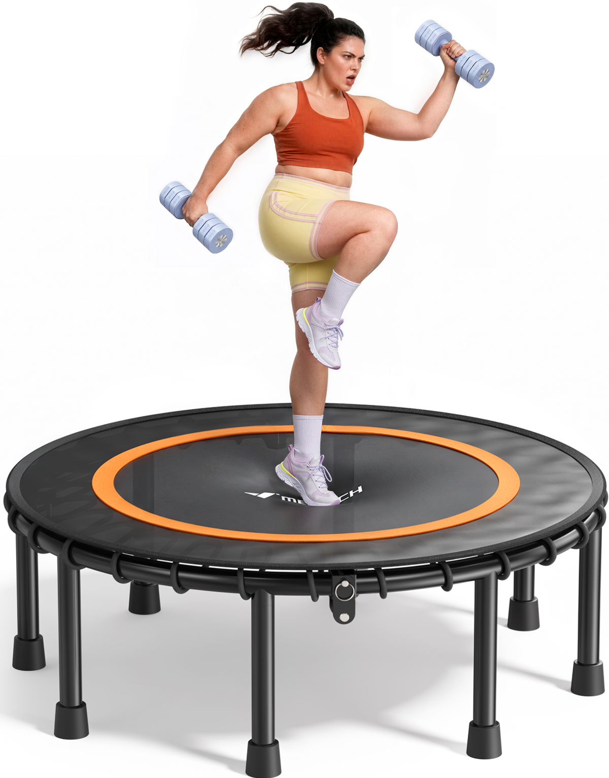 MERACH 48" Fitness Trampoline with Bungees, Foldable Mini Trampoline, 440 lbs Capacity