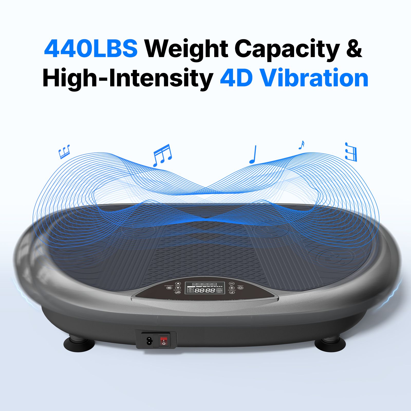 MERACH 4D Vibration Plate Exercise Machine, 120 Speed Levels, 440W Motor, Full-Body Vibration Platform with Bluetooth Speaker, LED Lights, Resistance Bands, 440 lb Capacity