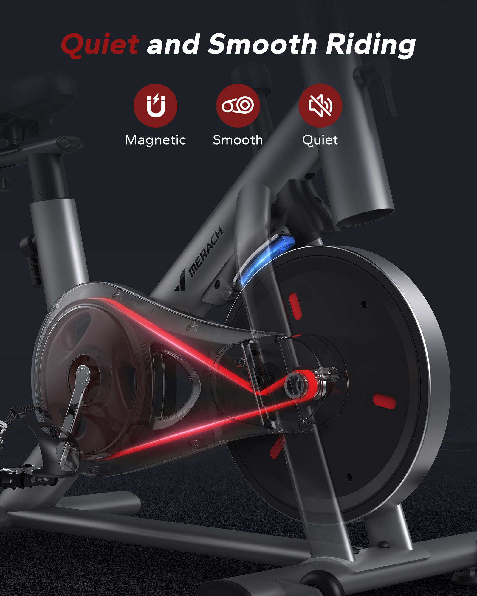 MERACH Exercise Bike, Brake Pad Stationary Bike with Exclusive App, Low Noise Indoor Cycling Bike with 300lbs Weight Capacity, Tablet Mount and Fitness Courses for Weight Loss