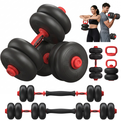 MERACH Adjustable Soft Dumbbell Set, Kettlebells and Barbell Weight Set for Home Gym, 45lbs