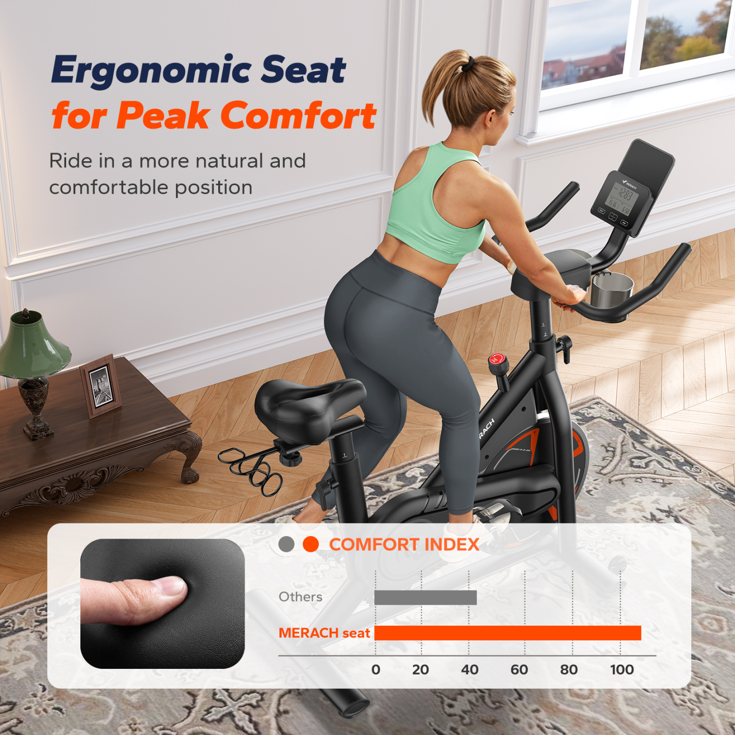 MERACH Exercise Bike, Stationary Bikes for Home, Magnetic Indoor Cycling Bike with Self-developed APP, 330lbs Capacity & Comfortable Seat Cushion & Tablet Mount for Weight Loss Gym Cardio