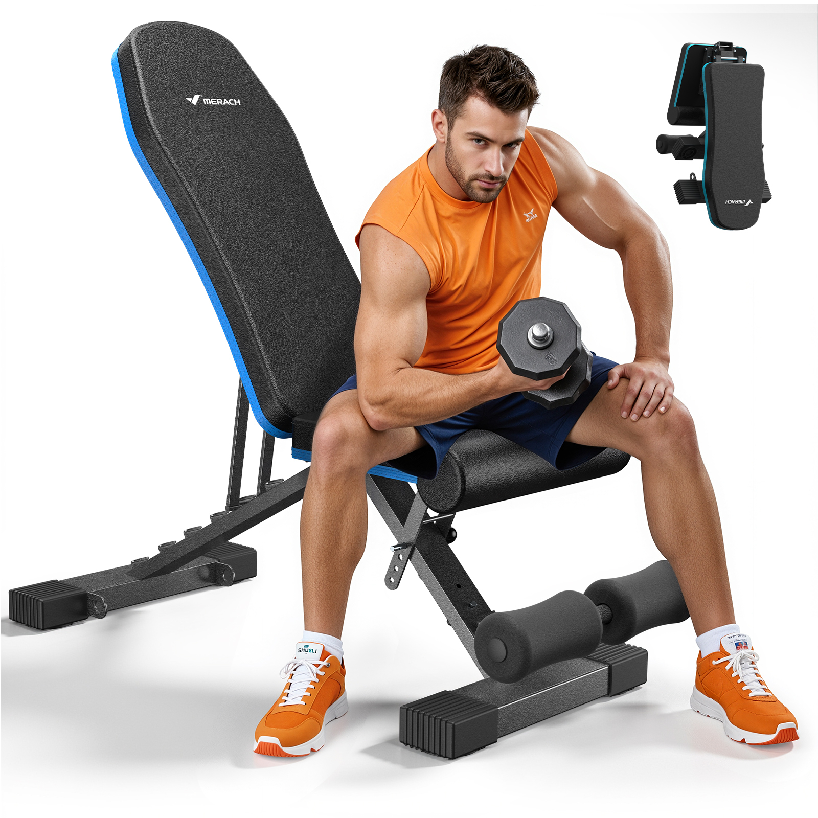 MERACH Adjustable Weight Bench Hold up to 990 lbs, Foldable Exercise Bench for Home Gym Fitness Strength Training