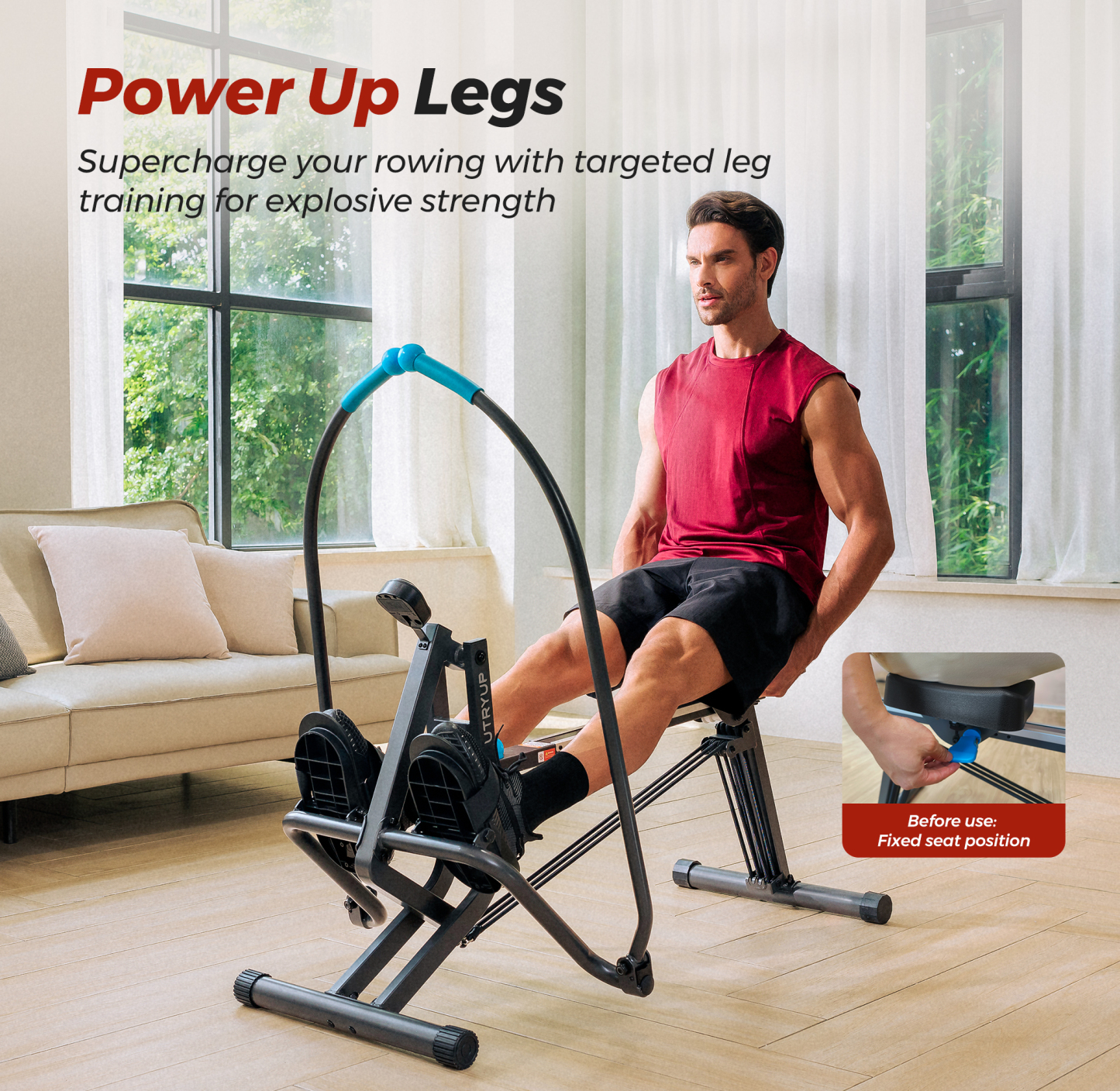 Rowing Machine, Compact Rowing Machines for Home, Extra-Long Rail