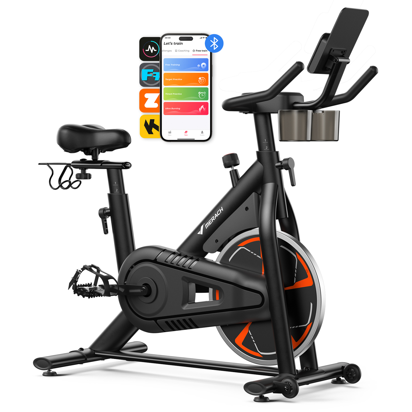 MERACH Exercise Bike, Stationary Bikes for Home, Magnetic Indoor Cycling Bike with Self-developed APP, 330lbs Capacity & Comfortable Seat Cushion & Tablet Mount for Weight Loss Gym Cardio