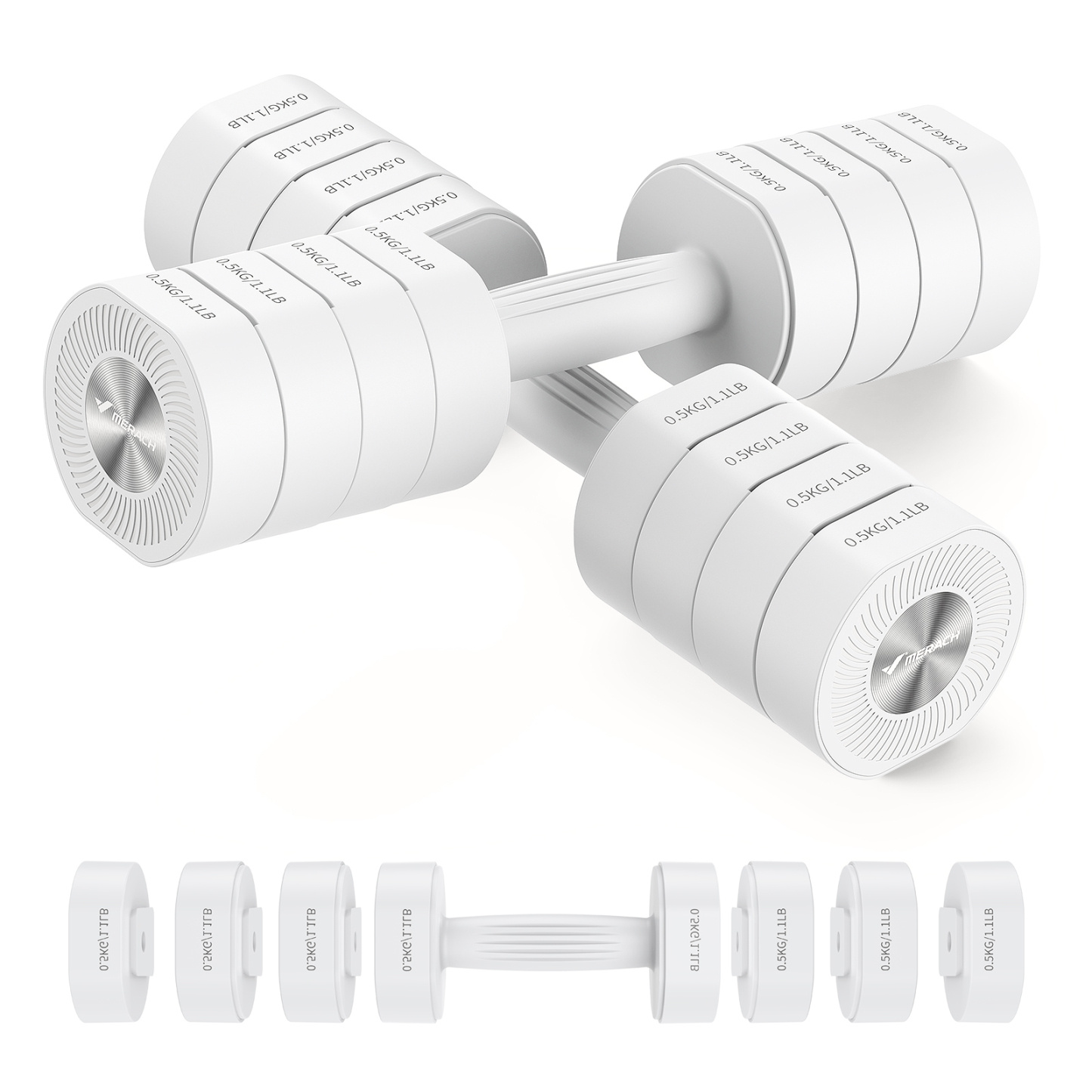 MERACH 8.8 lbs Adjustable Dumbbells Set of 2, 4-in-1 Free Weights for Women, Hand Weights for Home Gym, White