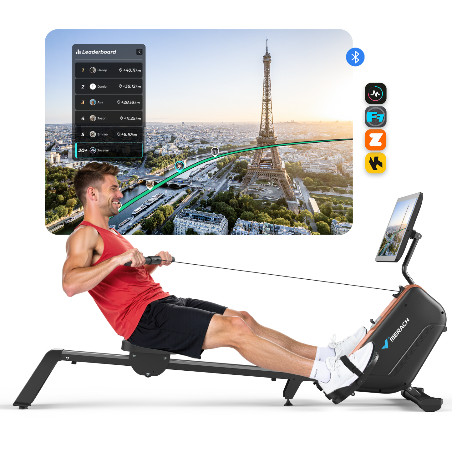 MERACH Magnetic Rowing Machines for Home, Quiet Row Machine with 51.2" Extended Rail, 16-Level Powerful Magnetic Rower and 350 LBS Weight Capacity