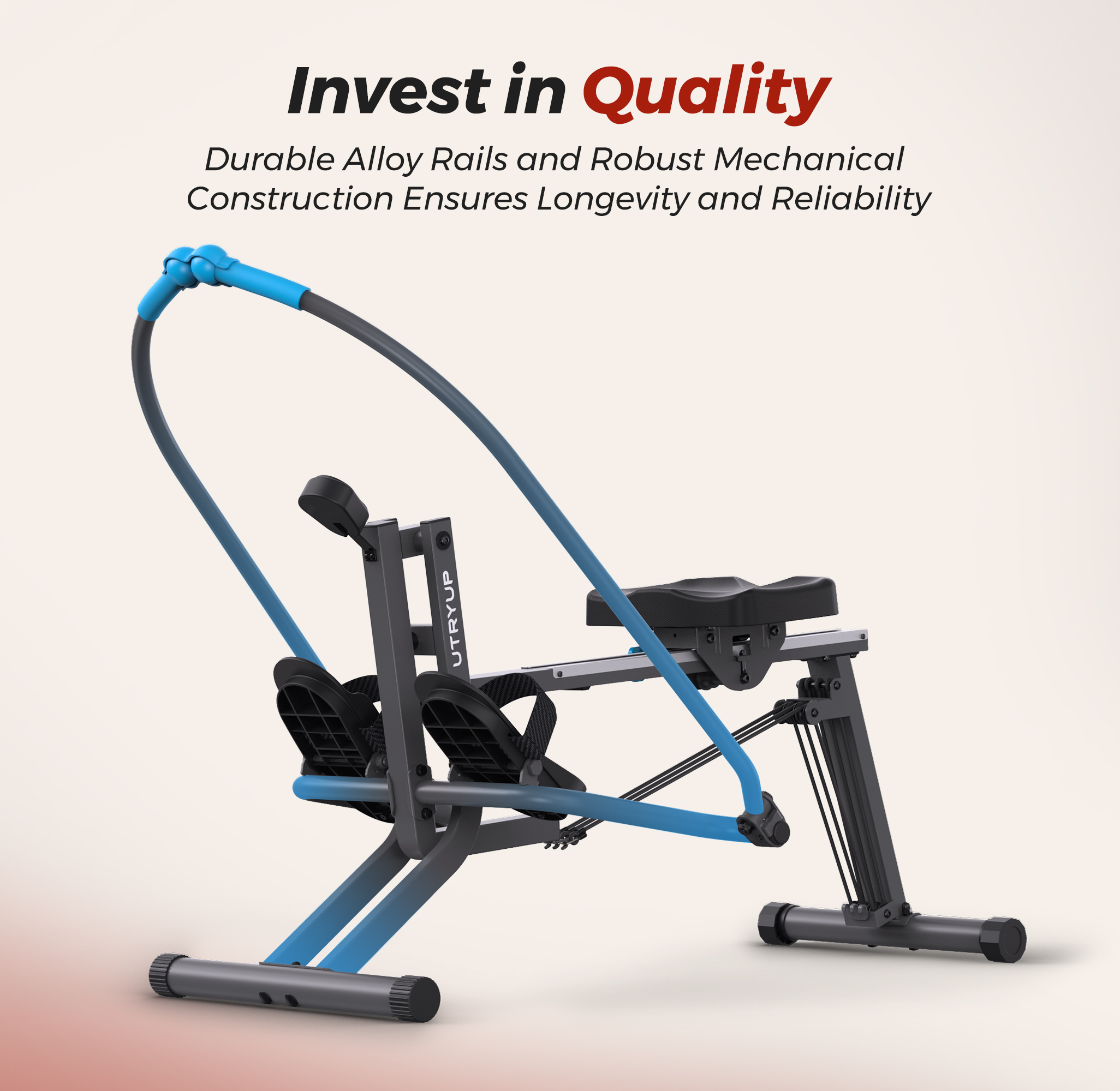 Rowing Machine, Compact Rowing Machines for Home, Extra-Long Rail