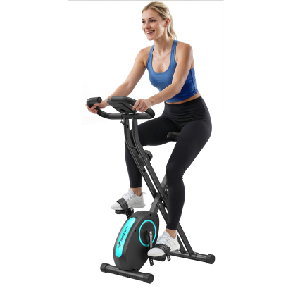 MERACH Folding Exercise Bike, Exercise Bike with LCD Display, Magnetic Fitness Bike for Home with Comfortable Seat, Space Saving, Cardio Training, Maximum Capacity 300 lbs