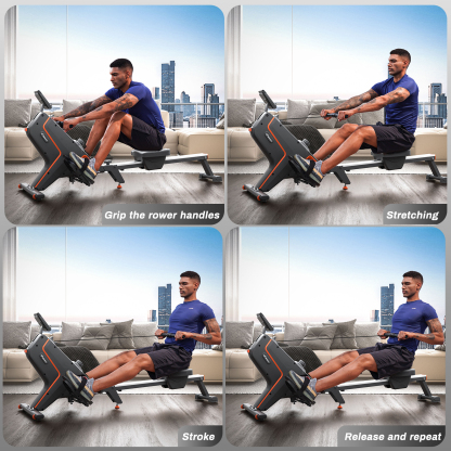 MERACH Foldable Magnetic Rowing Machine 16 Levels Resistance Quiet Rower with Bluetooth for Home Use