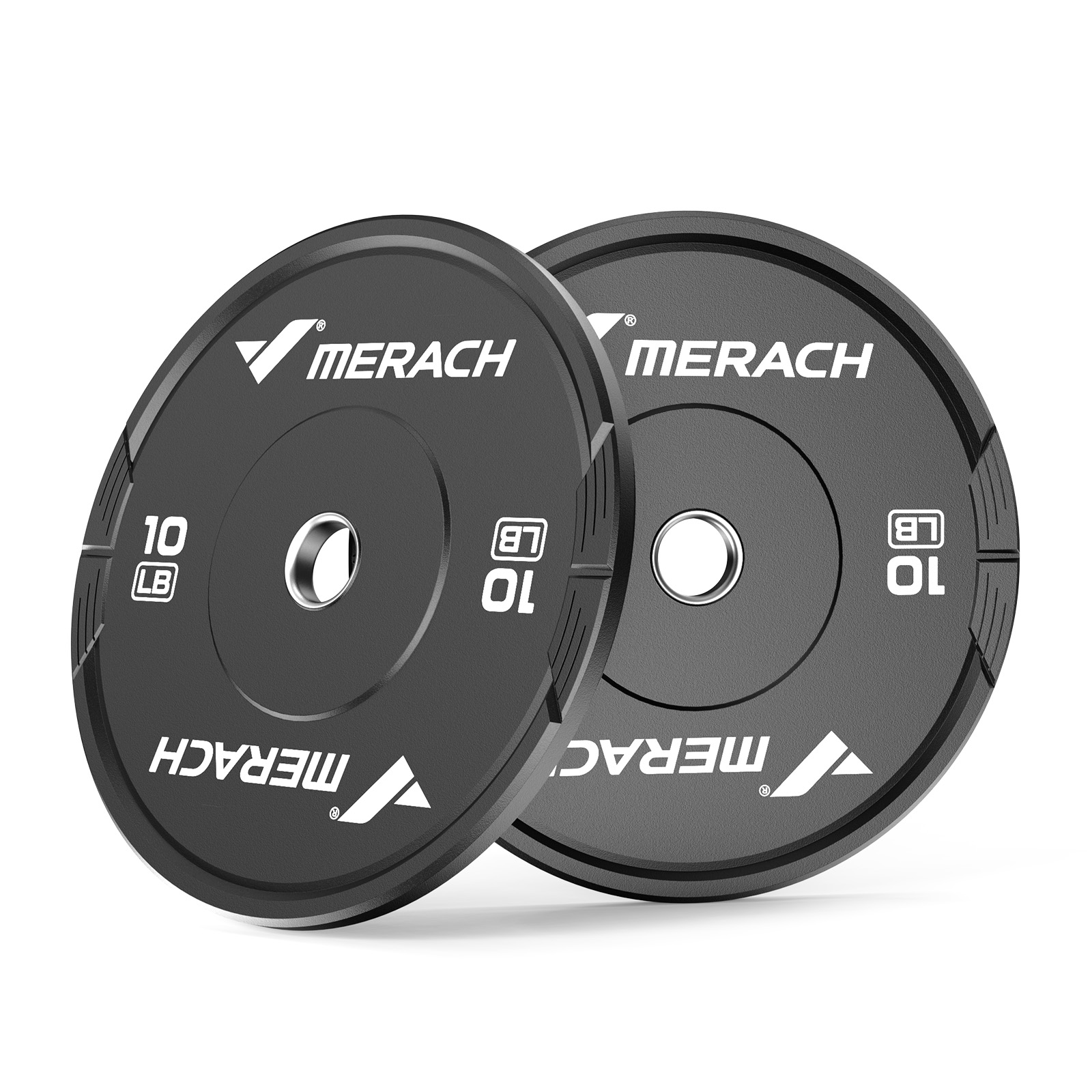 MERACH Pair of 10lb Olympic Weight Plates (20lb Total), 2-Inch Rubber Barbell Plates for Home Gym, Black
