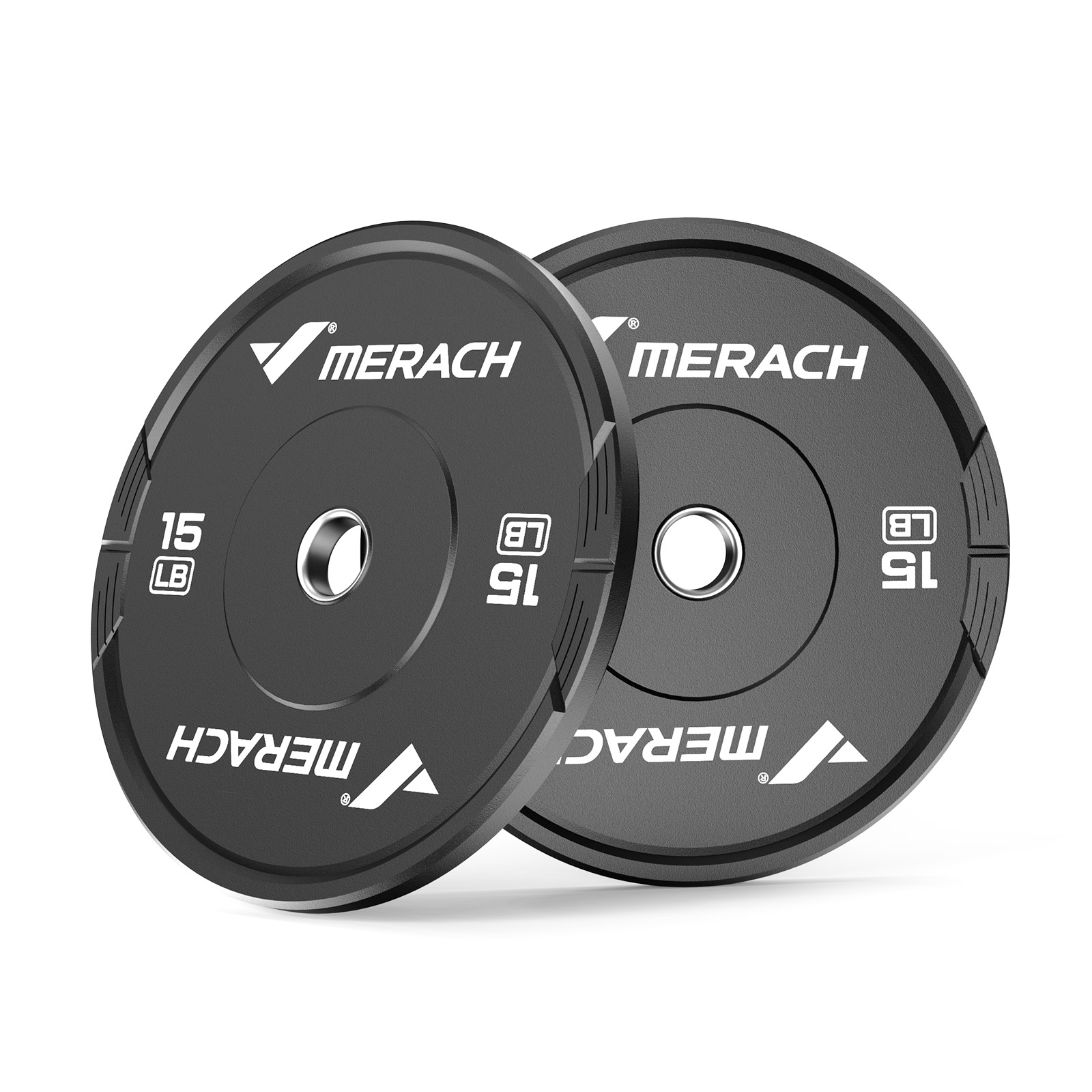 MERACH 30lb Olympic Weight Plates, 2-Inch Rubber Barbell Plates for Home Gym, Pair
