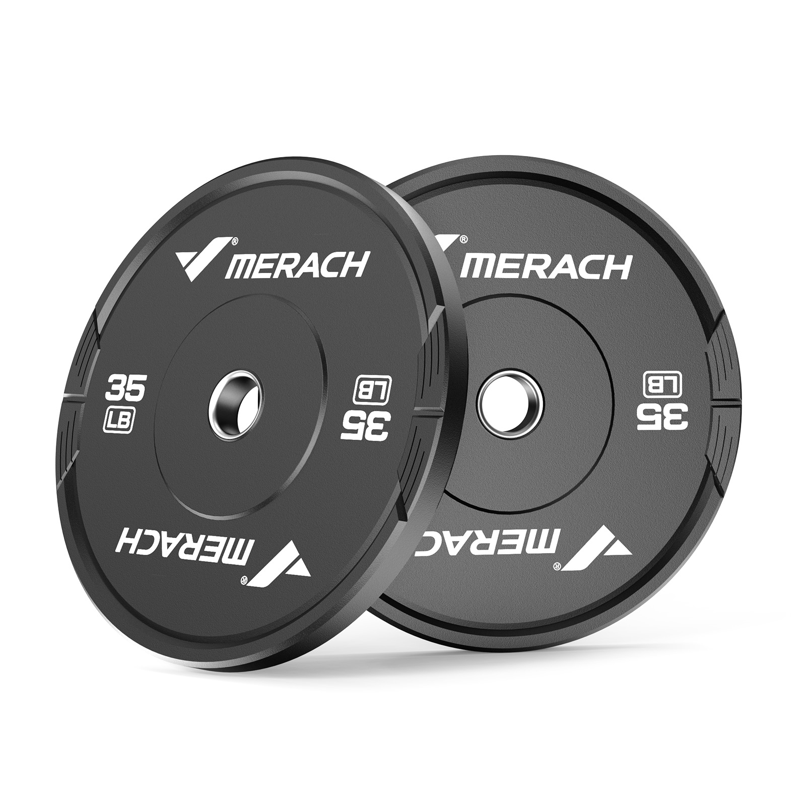 MERACH 70lb Olympic Weight Plates, 2-Inch Rubber Barbell Plates for Home Gym, Pair