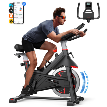 MERACH Exercise Bike Magnetic Home Stationary Bike with Free App Quiet Indoor Cycling Bike with Comfortable Seat Cushion